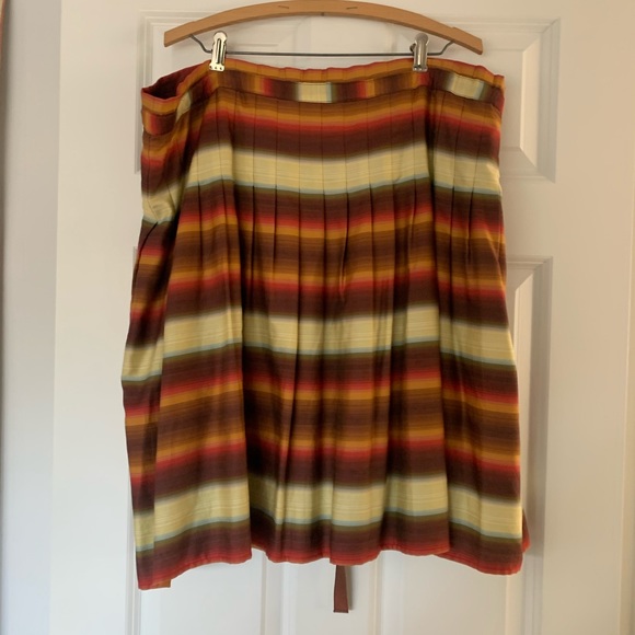 BCBGMaxazria red,yellow, rust, cream and brown striped skirt. - Picture 2 of 6
